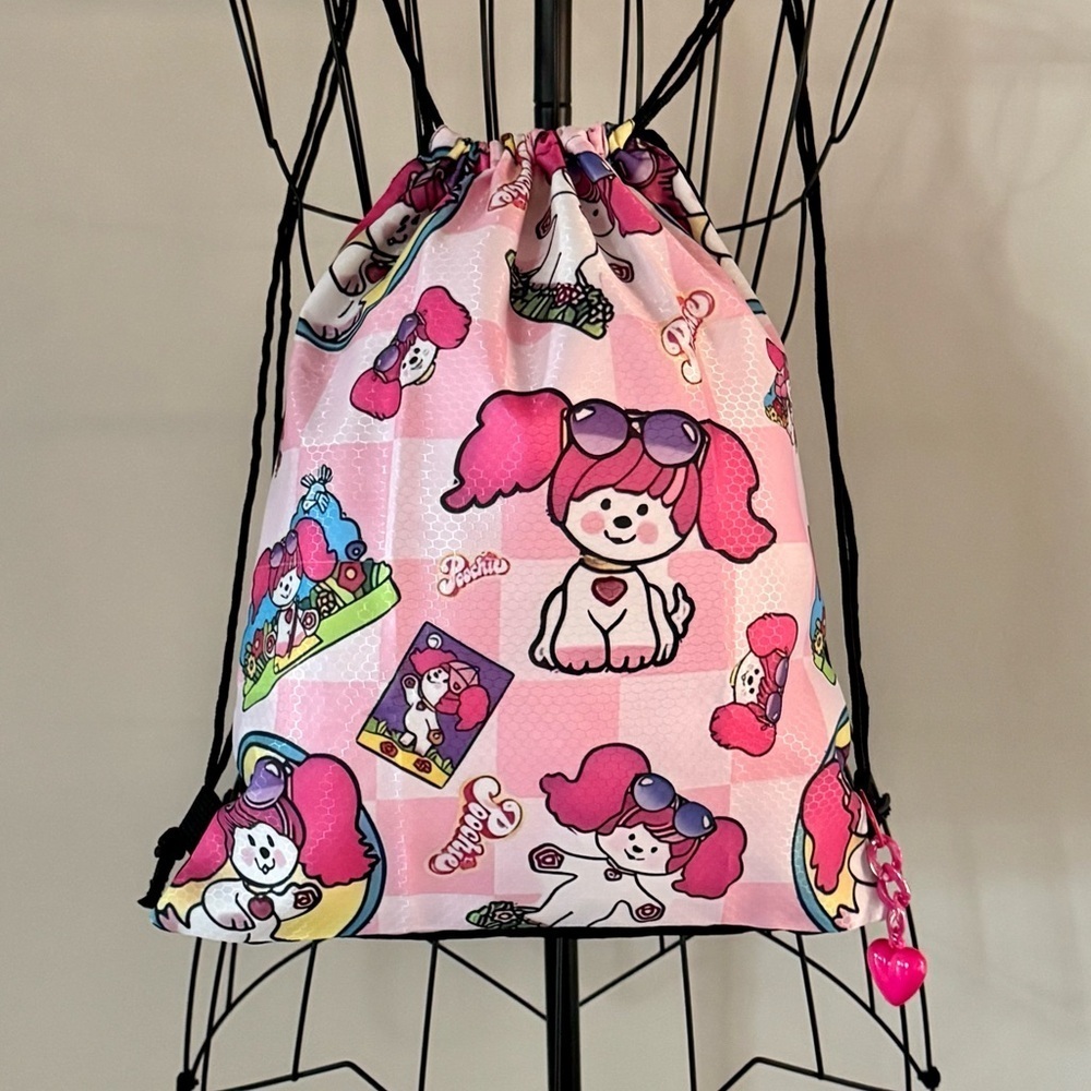 New Poochie Dog Retro 80s Style Checkered Small Backpack Purse Bag w/ Charm 16”